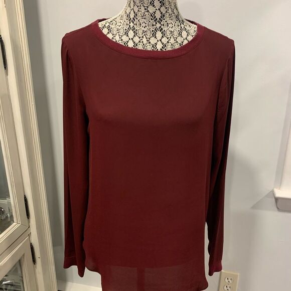 Lou & Grey Burgundy Blouse with Long Sleeves - Picture 3 of 10